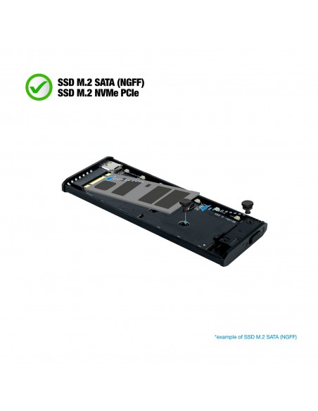 TooQ Shinobi Caja externa para unidad de estado sólido (SSD) Gris M.2