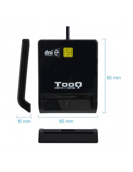 TooQ Lector de Tarjetas Inteligentes DNIe SIM USB-C, Negro