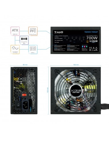 TooQ TQXGEII-700SAP unidad de fuente de alimentación 700 W 20+4 pin ATX ATX Negro
