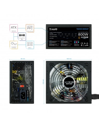 TooQ TQXGEII-800SAP unidad de fuente de alimentación 800 W 20+4 pin ATX ATX Negro