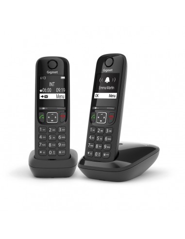 Gigaset AS690 Duo Teléfono DECT analógico Identificador de llamadas Negro