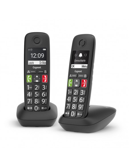 Gigaset E290 Duo Teléfono DECT analógico Identificador de llamadas Negro
