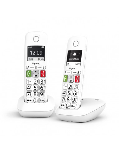 Gigaset E290 Duo Teléfono DECT analógico Identificador de llamadas Blanco