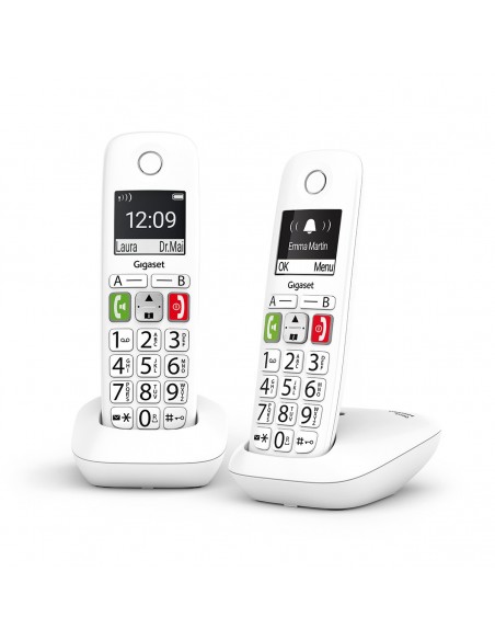 Gigaset E290 Duo Teléfono DECT analógico Identificador de llamadas Blanco