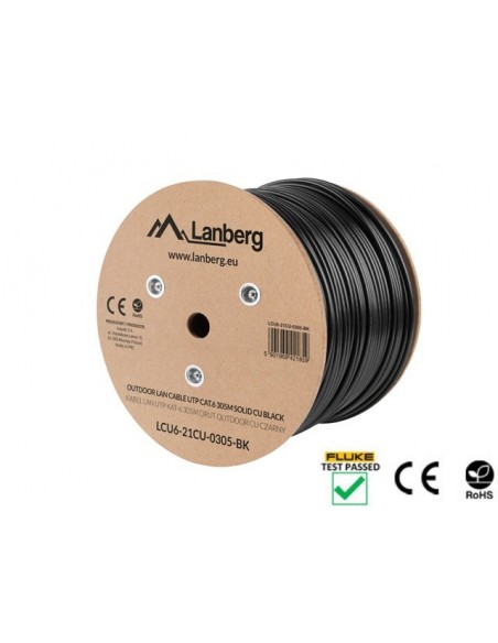 Lanberg LCU6-21CU-0305-BK cable de red Negro 305 m Cat6 U UTP (UTP)
