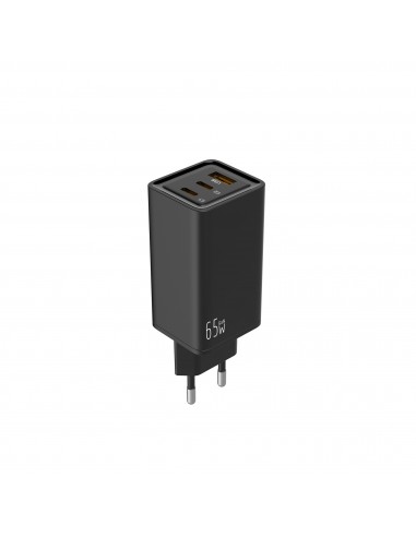 Leotec Cargador 65W GaN 2 USB-C PD + 1 USB-A Negro