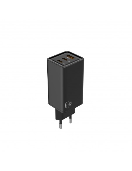 Leotec Cargador 65W GaN 2 USB-C PD + 1 USB-A Negro