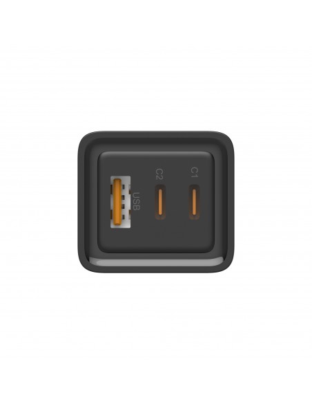 Leotec Cargador 65W GaN 2 USB-C PD + 1 USB-A Negro