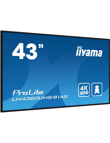 iiyama PROLITE Pizarra de caballete digital 108 cm (42.5") LED Wifi 500 cd   m² 4K Ultra HD Negro Procesador incorporado