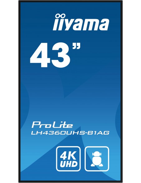 iiyama PROLITE Pizarra de caballete digital 108 cm (42.5") LED Wifi 500 cd   m² 4K Ultra HD Negro Procesador incorporado