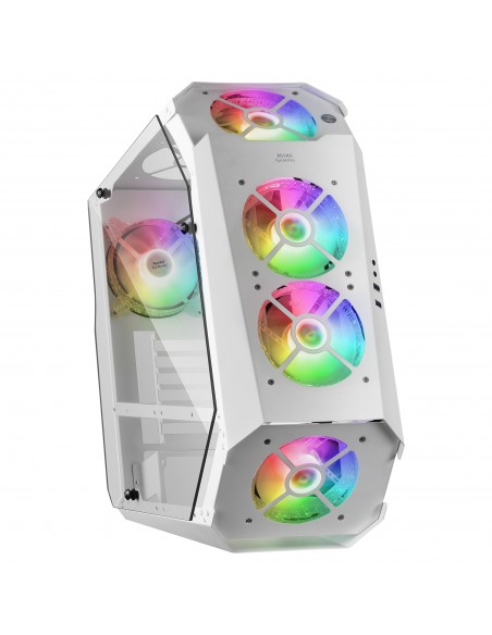 Mars Gaming MC51W Blanco Caja PC Gaming ATX Doble Cristal Templado 5x Ventilador RGB 12cm