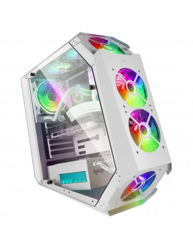 Mars Gaming MC51W Blanco Caja PC Gaming ATX Doble Cristal Templado 5x Ventilador RGB 12cm