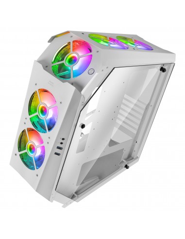 Mars Gaming MC51W Blanco Caja PC Gaming ATX Doble Cristal Templado 5x Ventilador RGB 12cm