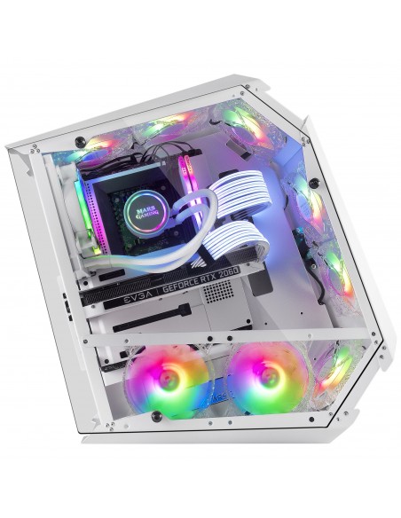 Mars Gaming MC51W Blanco Caja PC Gaming ATX Doble Cristal Templado 5x Ventilador RGB 12cm