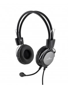 Bluestork MC-201 auricular y casco Auriculares Alámbrico Diadema Oficina Centro de llamadas Negro, Plata