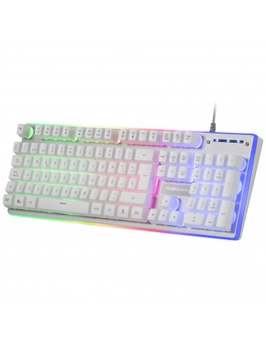 Mars Gaming MCPXWPT Combo Teclado H-Mech FRGB Ratón Ultraligero 10000DPI y Alfombrilla XXL Blanco Idioma Portugués