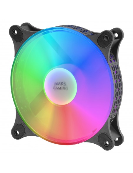 Mars Gaming MF-DUO Kit 2 Ventiladores FRGB Rainbow 360° Ultra-silencioso Doble Conexión 3PIN + 4PIN Negro