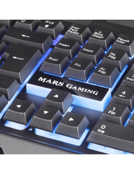 Mars Gaming MK120ES Teclado Gaming FRGB Aluminio Antighosting Soporte Smartphone Gris y Negro Idioma Español