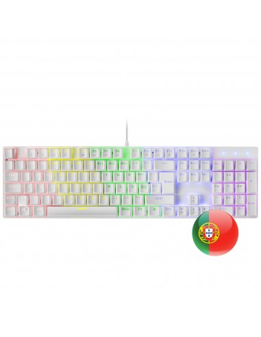 Mars Gaming MK422 Blanco Teclado Mecánico Gaming RGB Antighosting Switch Mecánico Azul Idioma Portugués