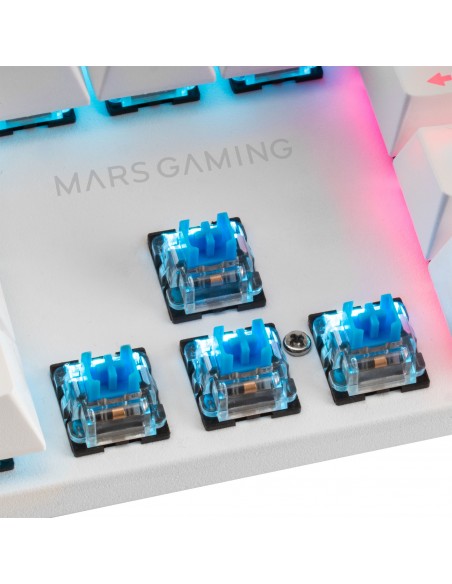 Mars Gaming MK422 Blanco Teclado Mecánico Gaming RGB Antighosting Switch Mecánico Azul Idioma Portugués
