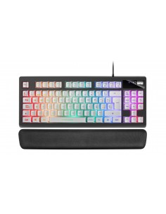 Mars Gaming MKAXWES Teclado Compacto TKL H-Mech Iluminación RGB 9 Efectos Reposamuñecas Gel Blanco Idioma Español