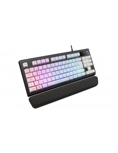 Mars Gaming MKAXWES Teclado Compacto TKL H-Mech Iluminación RGB 9 Efectos Reposamuñecas Gel Blanco Idioma Español