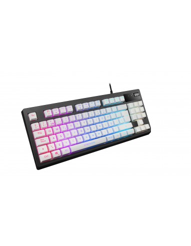 Mars Gaming MKAXWES Teclado Compacto TKL H-Mech Iluminación RGB 9 Efectos Reposamuñecas Gel Blanco Idioma Español