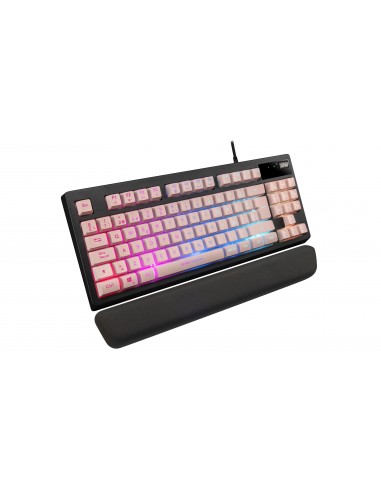 Mars Gaming MKAXPES Teclado Compacto TKL H-Mech Iluminación RGB 9 Efectos Reposamuñecas Gel Rosa Idioma Español