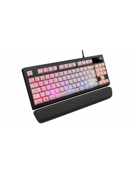 Mars Gaming MKAXPES Teclado Compacto TKL H-Mech Iluminación RGB 9 Efectos Reposamuñecas Gel Rosa Idioma Español