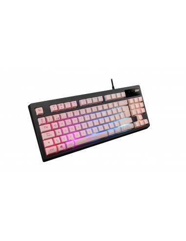 Mars Gaming MKAXPES Teclado Compacto TKL H-Mech Iluminación RGB 9 Efectos Reposamuñecas Gel Rosa Idioma Español