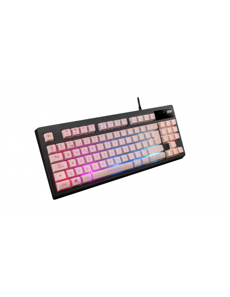 Mars Gaming MKAXPES Teclado Compacto TKL H-Mech Iluminación RGB 9 Efectos Reposamuñecas Gel Rosa Idioma Español
