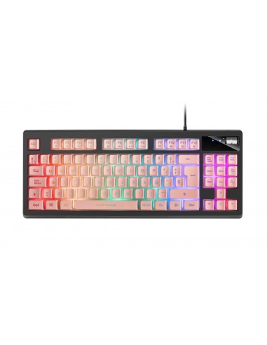 Mars Gaming MKAXPES Teclado Compacto TKL H-Mech Iluminación RGB 9 Efectos Reposamuñecas Gel Rosa Idioma Español