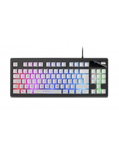 Mars Gaming MKAXWPT Teclado Compacto TKL H-Mech Iluminación RGB 9 Efectos Reposamuñecas Gel Blanco Idioma Portugués