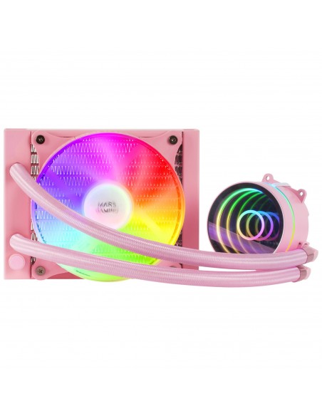 Mars Gaming ML-ONE120 Rosa Refrigeración Líquida CPU TDP 200W Espejo Infinito Ventilador FRGB Silencioso Multisocket Universal Mars Gaming ML-ONE120 Rosa Refrigeración Líquida CPU TDP 200W Espejo Infinito Ventilador FRGB Silencioso Multisocket Universal