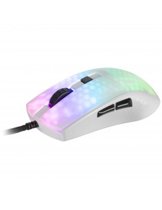 Mars Gaming MMRW Blanco, Ratón Gaming RGB Chroma Estructura Translúcida Ultra-ligera 58g 12800 DPI Switches Mecánicos HUANO 2