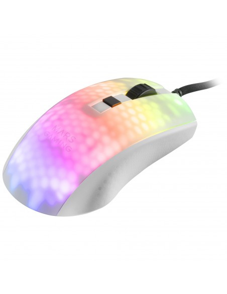 Mars Gaming MMRW Blanco, Ratón Gaming RGB Chroma Estructura Translúcida Ultra-ligera 58g 12800 DPI Switches Mecánicos HUANO Mars Gaming MMRW Blanco, Ratón Gaming RGB Chroma Estructura Translúcida Ultra-ligera 58g 12800 DPI Switches Mecánicos HUANO