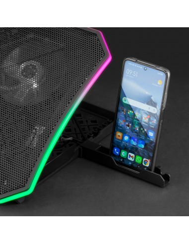 Mars Gaming MNBC6, Base Refrigeradora + Stand XL 19'' ARGB, 3 Ventiladores, Soporte Móvil