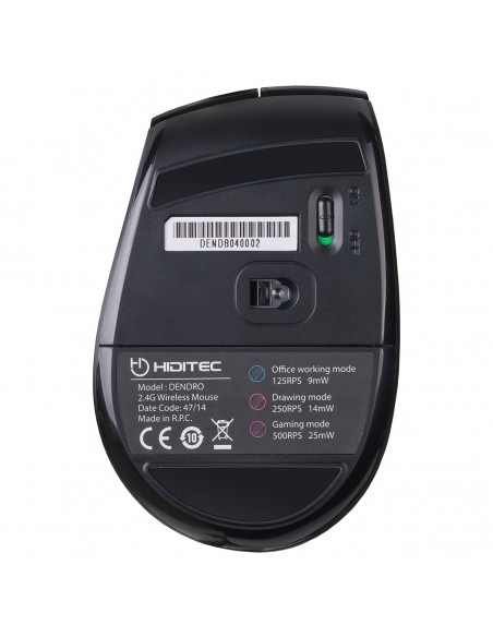 Hiditec Dendro ratón mano derecha RF inalámbrico Óptico 2000 DPI