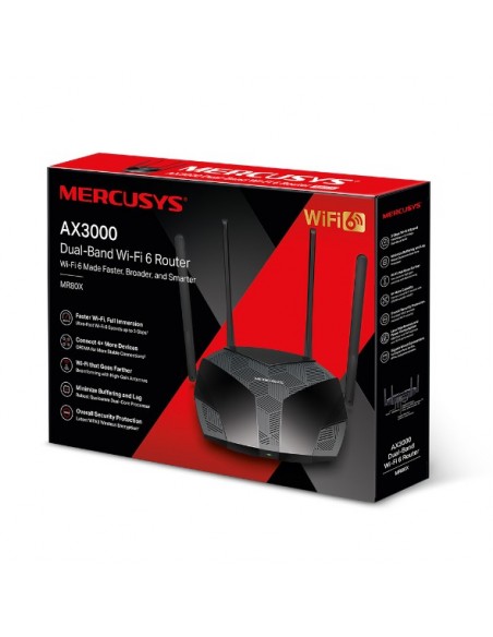 Mercusys MR80X router inalámbrico Gigabit Ethernet Doble banda (2,4 GHz   5 GHz) Negro
