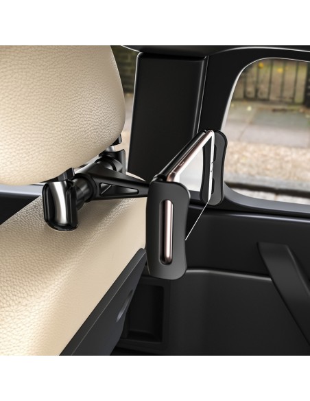 AISENS Soporte Coche Ajustable (1 Pivote) Para Reposacabezas Para Telefono   Tablet, Negro