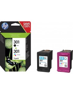 HP Pack de ahorro de 2 cartuchos de tinta original 301 negro Tri-color