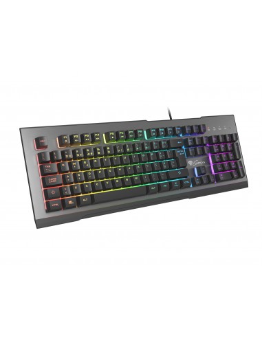 GENESIS Rhod 500 RGB teclado USB QWERTY Portugués Negro, Plata