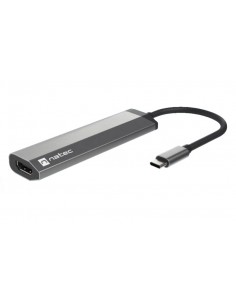 NATEC Fowler Slim Alámbrico USB 3.2 Gen 1 (3.1 Gen 1) Type-C Negro, Cromo