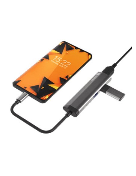 NATEC Fowler Slim Alámbrico USB 3.2 Gen 1 (3.1 Gen 1) Type-C Negro, Cromo