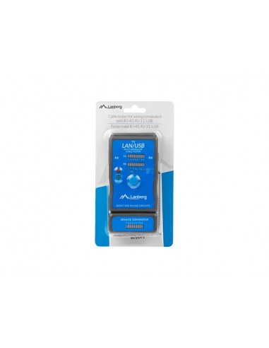 Lanberg NT-0403 comprobador de cables de red Comprobador de alimentación PoE Azul