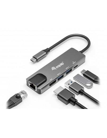 Equip 133489 base para portátil y replicador de puertos Alámbrico USB 3.2 Gen 1 (3.1 Gen 1) Type-C Gris