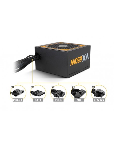 NOX Urano VX Bronze Edition unidad de fuente de alimentación 650 W 20+4 pin ATX ATX Negro, Naranja