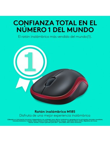 Logitech M185 ratón Ambidextro RF inalámbrico Óptico 1000 DPI