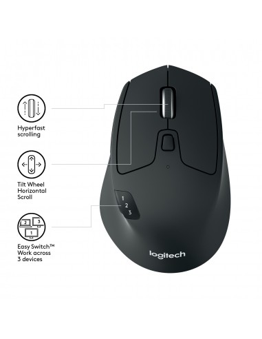 Logitech M720 ratón mano derecha RF Wireless + Bluetooth Óptico 1000 DPI