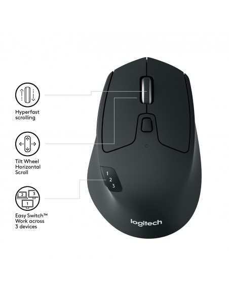 Logitech M720 ratón mano derecha RF Wireless + Bluetooth Óptico 1000 DPI